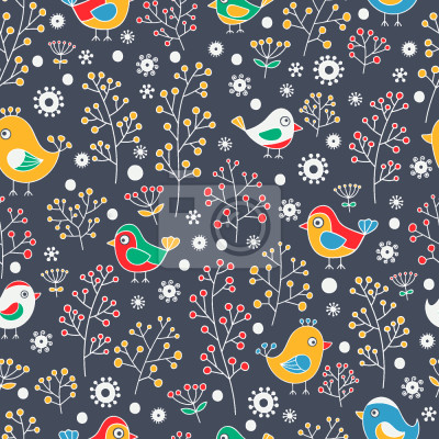 Tapete Vögel lieben Beeren