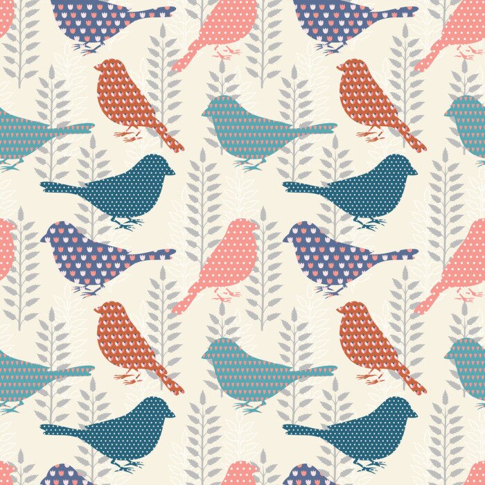 Tapete Vögel nahtlose Muster
