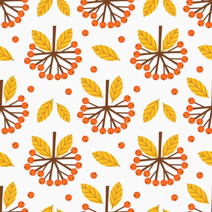 Tapete Vogelbeeren mit kleinen Blättern