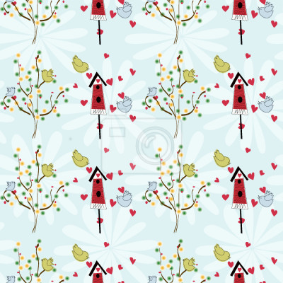 Tapete Vogelhaus Romantik