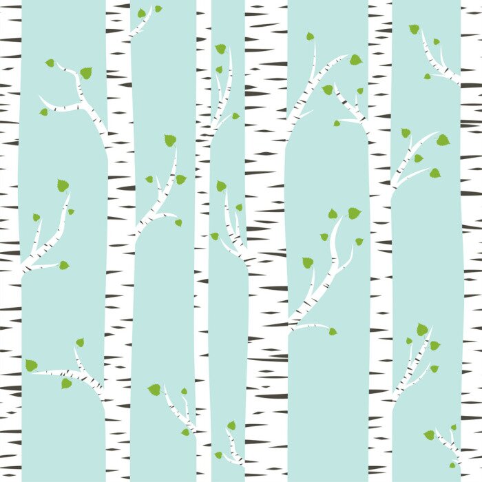 Tapete Wachsende Birke mit kleinen Blättern