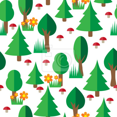 Tapete Waldvegetation auf weißem Hintergrund