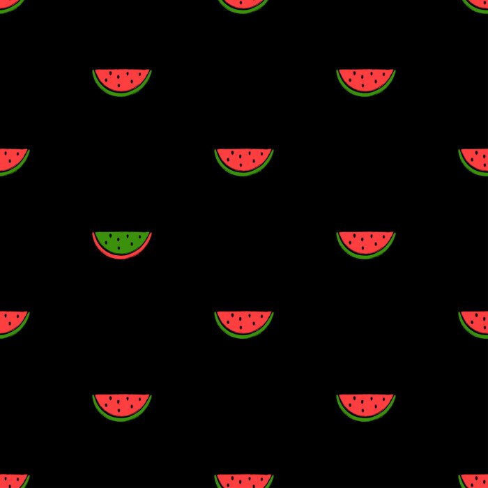 Tapete Wassermelonenstücke auf schwarzem Hintergrund