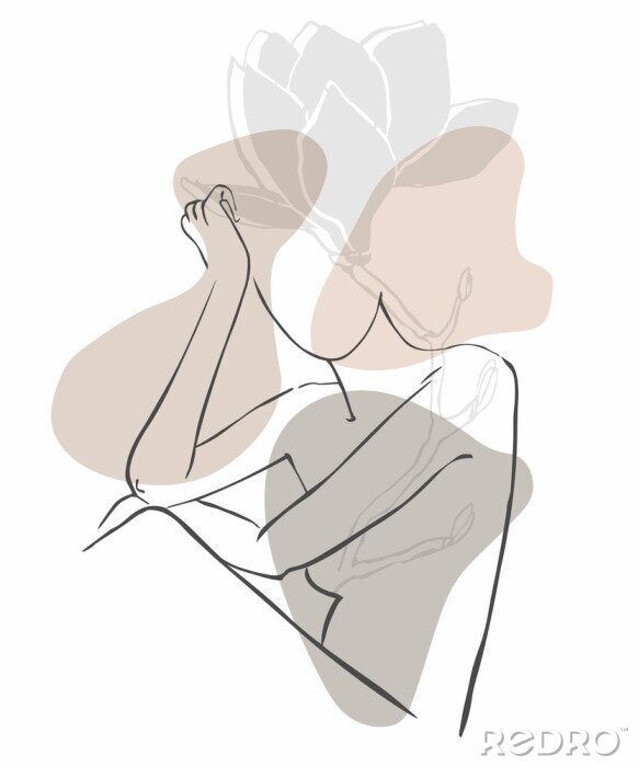 Tapete Weibliche Silhouette mit einer Blume im Hintergrund