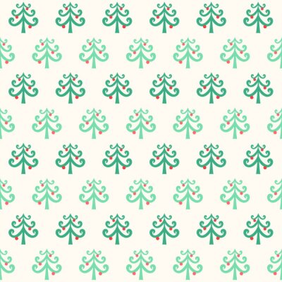 Tapete Weihnachtsbäume auf beigem Hintergrund