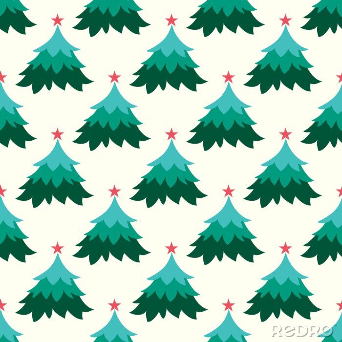 Tapete Weihnachtsbäume auf hellem Hintergrund
