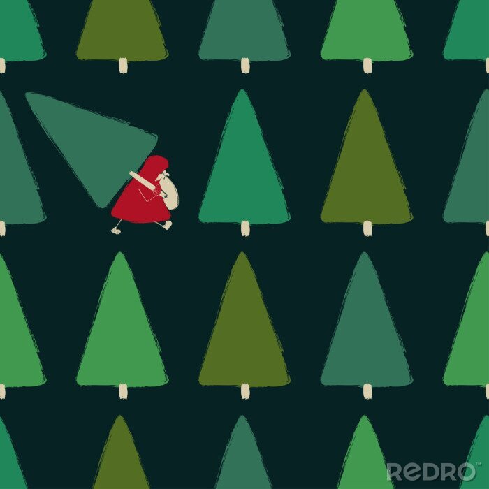 Tapete Weihnachtsmann im grünen Wald