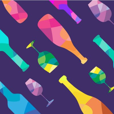 Tapete Weinflasche und Weingläser