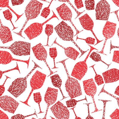 Tapete Weingut Thema nahtlose Hintergrund, Weingläser nahtlose Muster,