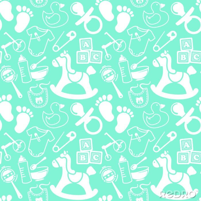 Tapete Weiß-blaues Babymuster