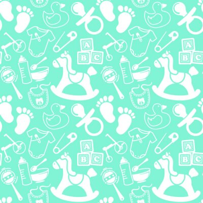 Tapete Weiß-blaues Babymuster