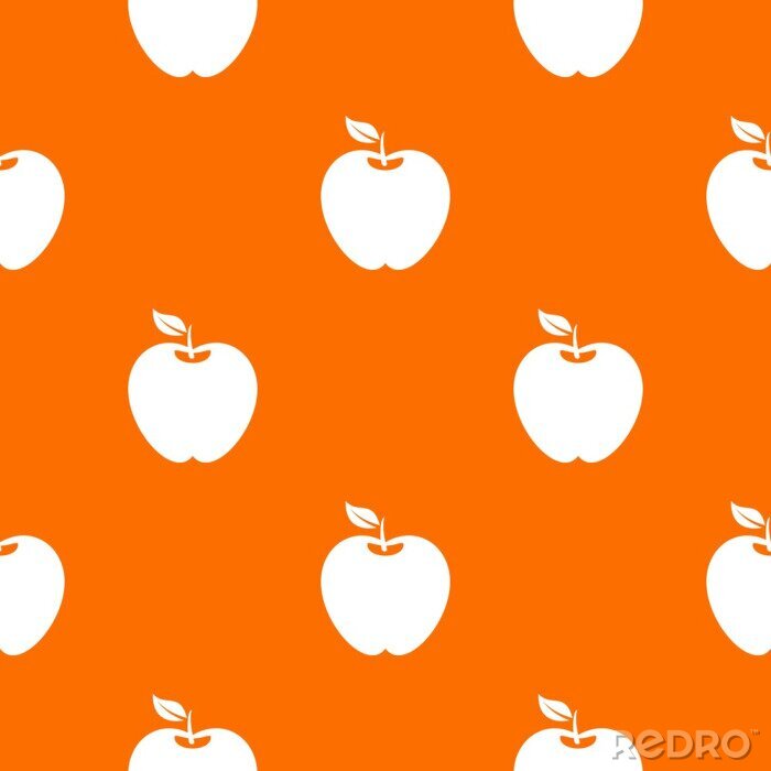 Tapete Weiße Äpfel auf orangefarbenem Hintergrund