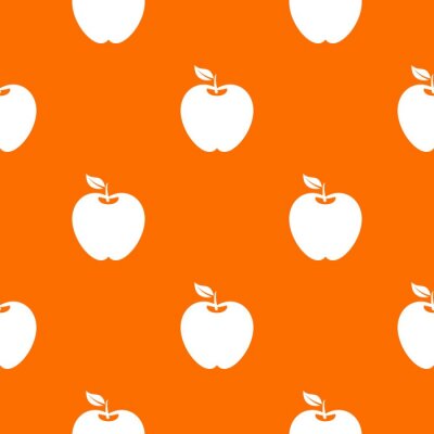 Tapete Weiße Äpfel auf orangefarbenem Hintergrund