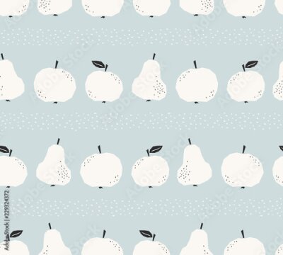 Tapete Weiße Äpfel und Birnen