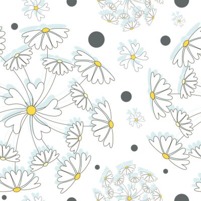 Tapete Weiße Blumen wie Pusteblumen angeordnet