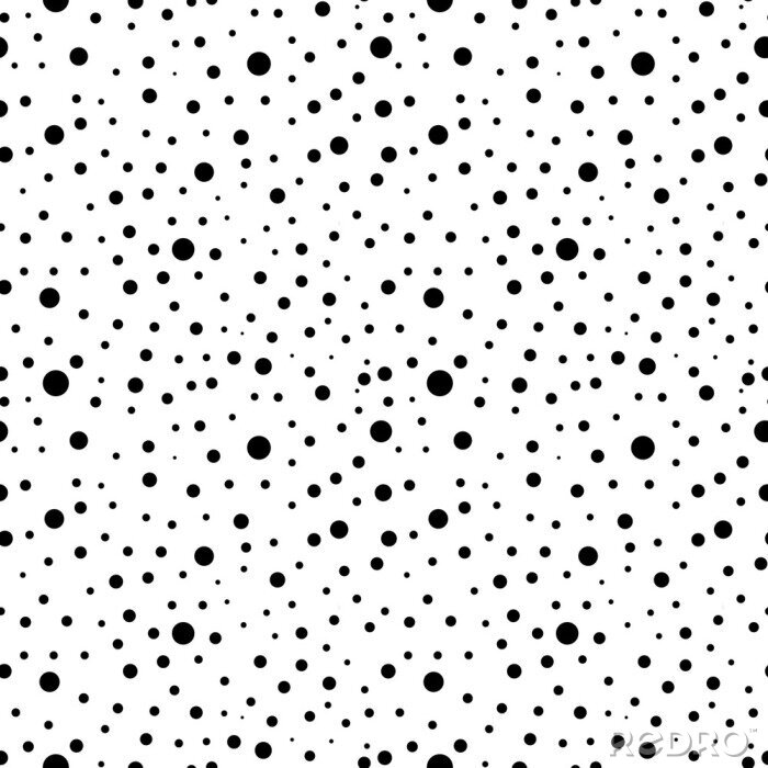 Tapete Weiße Deko mit schwarzen Punkten in verschiedenen Größen