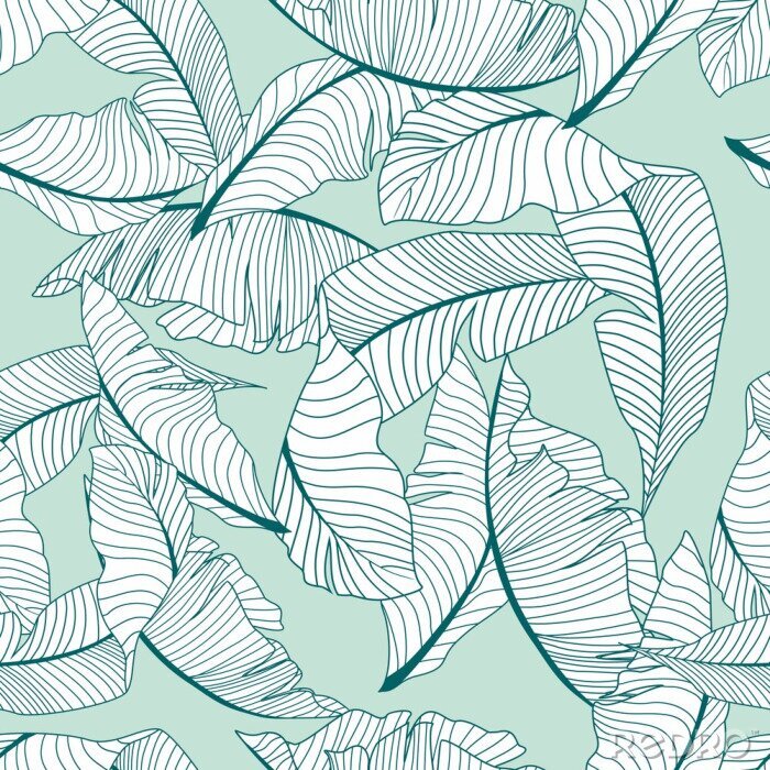 Tapete Weiße Palmblätter