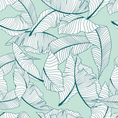 Tapete Weiße Palmblätter