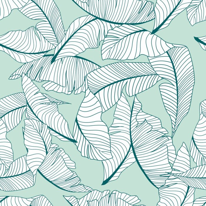 Tapete Weiße Palmblätter