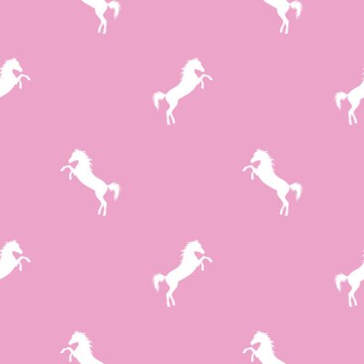 Tapete Weiße Pferde auf rosa Hintergrund