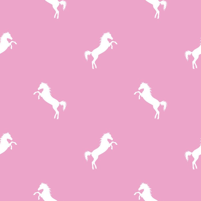 Tapete Weiße Pferde auf rosa Hintergrund