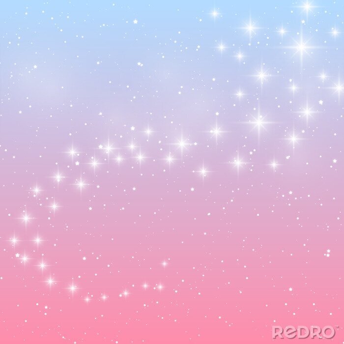 Tapete Weiße Sterne auf blau-rosa Hintergrund