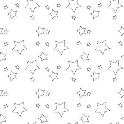 Sticker Weiße Sterne mit schwarzen Konturen Grafik