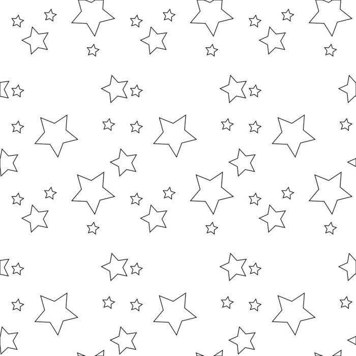 Tapete Weiße Sterne mit schwarzen Konturen Grafik