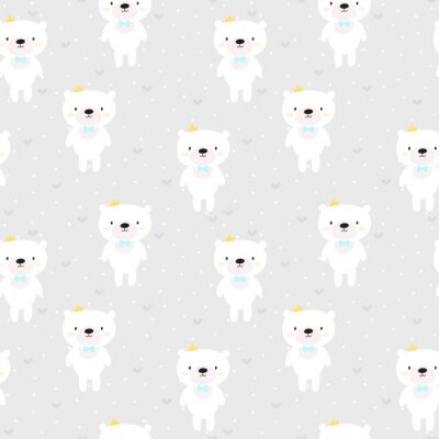 Tapete Weiße Teddybären auf grauem Hintergrund