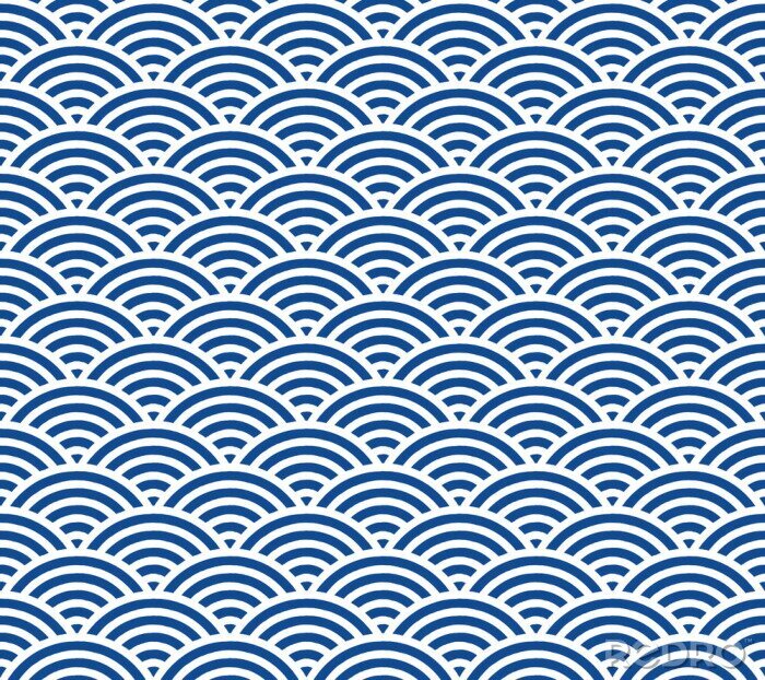 Tapete Weiße und blaue symmetrische Wellen