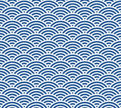 Tapete Weiße und blaue symmetrische Wellen