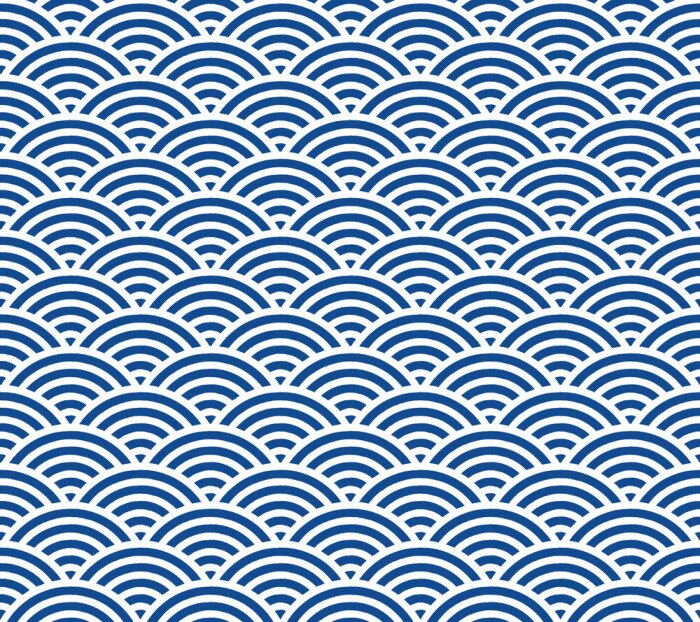 Tapete Weiße und blaue symmetrische Wellen