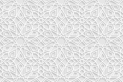 Tapete Weiße und graue orientalische arabische Geometrie