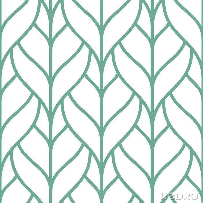Tapete Weiße und grüne Blätter im skandinavischen Stil