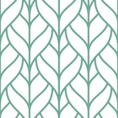 Tapete Weiße und grüne Blätter im skandinavischen Stil