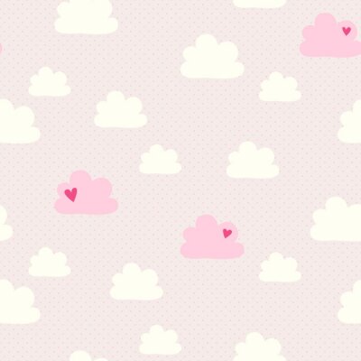 Tapete Weiße und rosa Wolken auf rosa Hintergrund