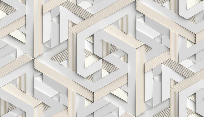 Tapete Weißes geometrisches 3D-Muster