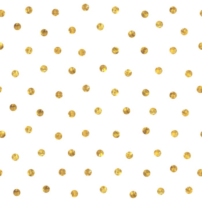 Tapete Weißes Motiv mit Punkten in Goldimitation