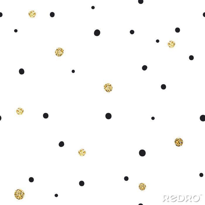 Tapete Weißes Motiv mit schwarzen und gelben Punkten