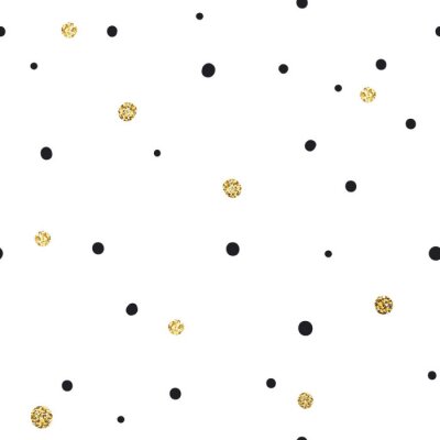 Tapete Weißes Motiv mit schwarzen und gelben Punkten