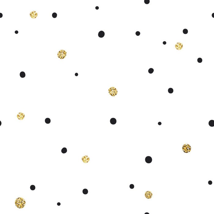 Tapete Weißes Motiv mit schwarzen und gelben Punkten