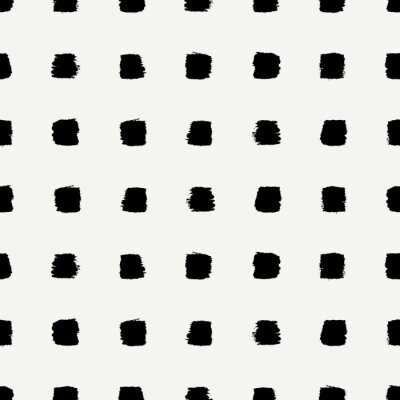 Tapete Weißes Muster mit gemalten schwarzen Quadraten