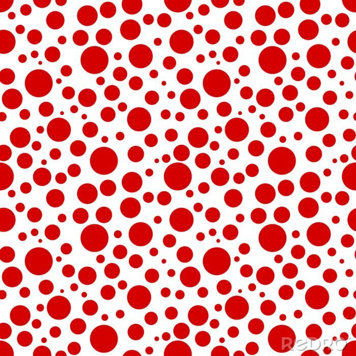 Tapete Weißes Muster mit roten Punkten in verschiedenen Größen