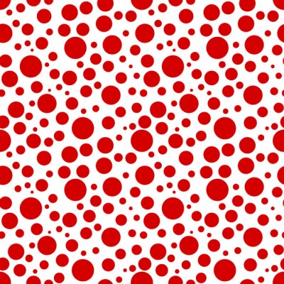 Tapete Weißes Muster mit roten Punkten in verschiedenen Größen