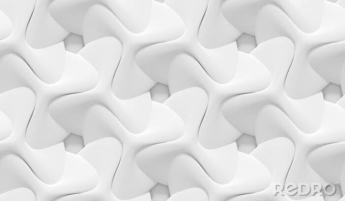 Tapete Weißes schattiertes abstraktes geometrisches Muster. Origami Papier Stil. 3D-Rendering-Hintergrund.