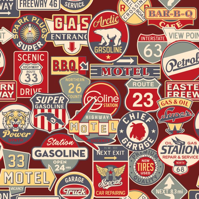 Tapete Werbe-und Verkehrsschilder - Vektor nahtlose Muster