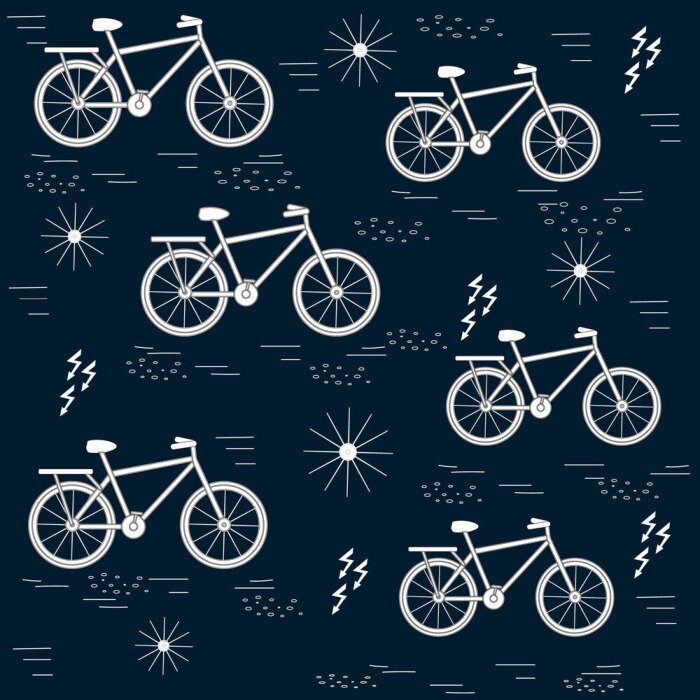 Tapete White outline, decorative elements, seamless pattern, vector, dark blue background