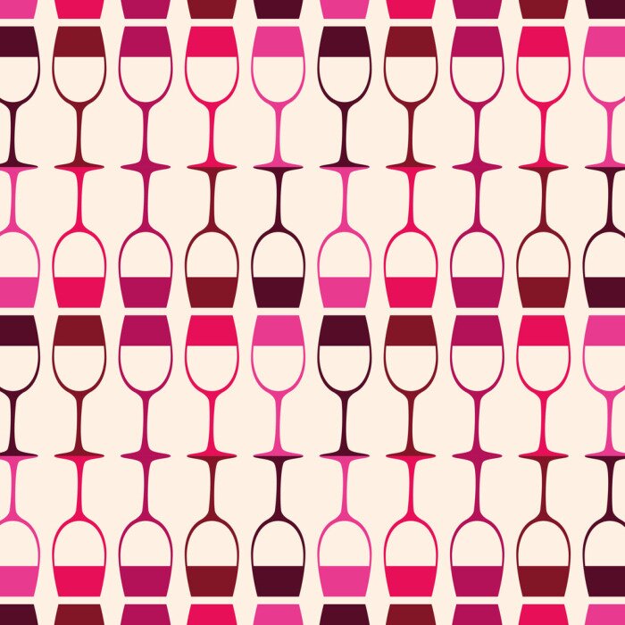 Tapete wine cups silhouettes pattern