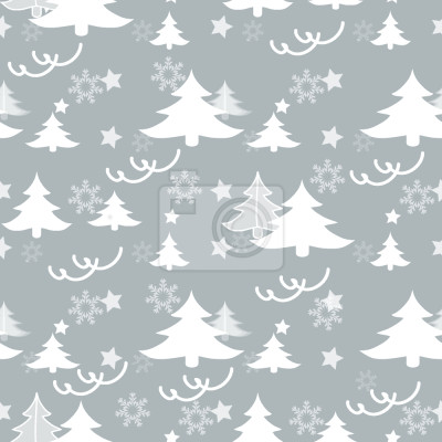 Tapete Winterbäume auf grauem Hintergrund