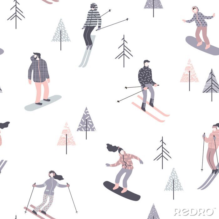 Tapete Winterberge für Skifahrer